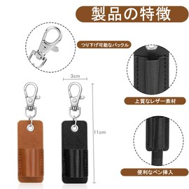 SensaBliss Pen Holder Pen Clip for Lanyard PU Leather Portable Pen Holder Anti-Lost Anti-Breakage Pen Storage Business Student Multifunction Pen Insert Accessory with Metal Clip