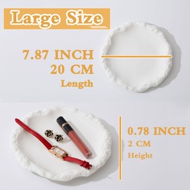 Jewelry Tray, Large Ring Dish, Jewelry Holder, 8" Ceramic Jewelry Dish Vanity Tray for Display Watches, Bracelet, Necklace, Keys, Home Decor