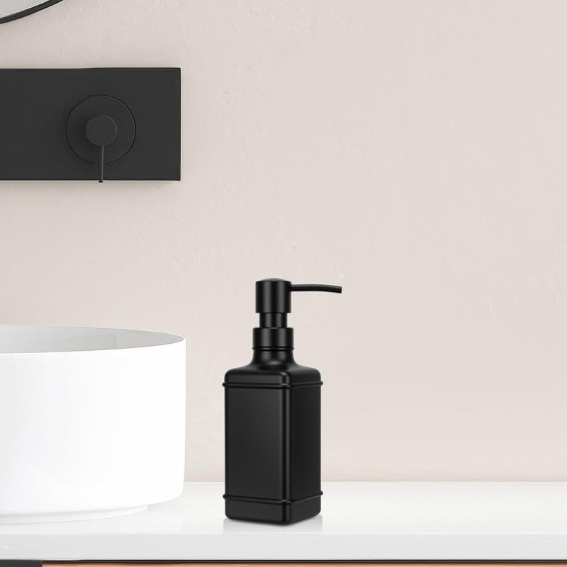 UHEY HOME Glass Soap Dispenser Bathroom, 10.6oz Refillable Liquid Hand