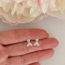 iuaccessories Mermaid tail earrings 925 Sterling silver Kids earrings Little girls earrings