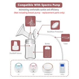 4packs 24mm Full Breast Replacement Pump Parts for Spectra S1 S2 9 Plus Synergy Gold Include 13mm Flange,Valve,Backflow Protector,Tube,Bottle,Caps, Fit for Motif Luna Cimilre Ameda MYA Pump