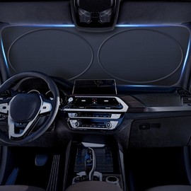 Car Windshield Sun Shade Front Window Sunshade Foldable Sunshade for Car Sun Visor to Protect Heat and UV Rays (64''x33.5'')