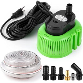 Pool Cover Pump above Ground - Submersible Water Sump Pump Swimming Water Removal Pumps, with Drainage Hose & 25 Feet Extra Long Power Cord, 850 GPH, 6 Adapters