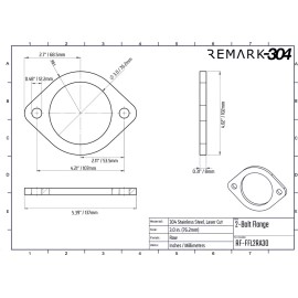 REMARK304 3" Stainless Steel 2-Bolt (Round Bolt Holes) Exhaust Flanges