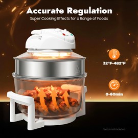 Toolzia 17.96Qt Visual Air Fryer - 1200-1400W 360° Hot Air Circulation Oil-Free Cooker with Grill Rack