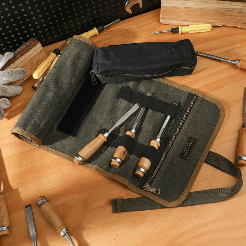 Tool Organisation Roll, Heavy Duty 16 oz Waxed Canvas Tool