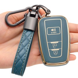 Costusn for Toyota Key Fob Cover with Keychain Soft TPU Full Protection Key Case Shell Compatible with 2018-2024 Camry RAV4 Highlander Avalon C-HR Prius Corolla GT86 3 Button, A-Gray