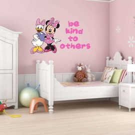 Be Kind To Others Inspiring Quote Wall Decal Decoration Cute Donald Duck Cartoon character Minnie Goofy Daisy Porkey Pluto Mouse Character Kids Cartoon Stickers Decal Cling - Size: 30 In(W) x 24 In(H)