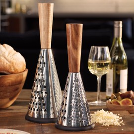 MasterClass Gourmet Cheese Small Vintage-Style Conical Cheese Grater with Wooden Handle, 11 x 11 x 28 cm (4.5'' x 4.5'' x 11'')