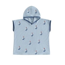 woshilaocai Toddler Baby Swimsuit Coverups Boy Girl Embroidery Hooded Beach Cover-up for Kids (Sailboat,12-18 Months)
