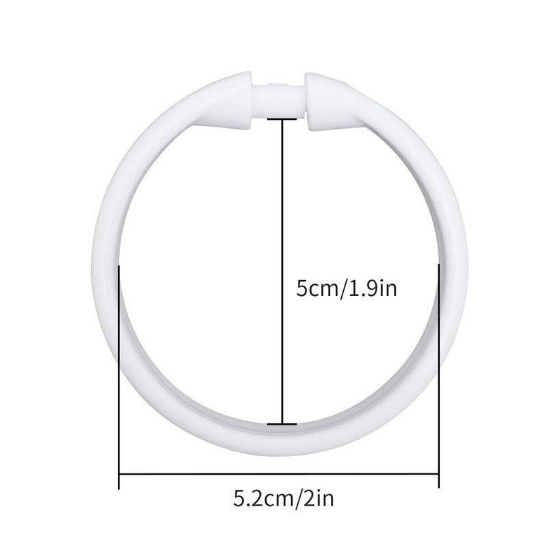 Qulable Shower Curtain Rings-12 Pack- Plastic Shower Curtain Hooks O-Shaped