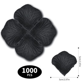 SUSNUAN 1000 Pieces Black Rose Petals, Artificial Silk Rose Petals for Bedroom, Emulation Rose Flowers Petals for Wedding, Anniversary, Valentine's Day, Birthday Party, Romantic Decorations (Black)