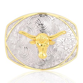 Faeovl Gold Belt Buckle Men Western Cowboy Rodeo Big Belt Buckles Scorpion/Running horse/Bull Belt Buckles, Bull, One Size