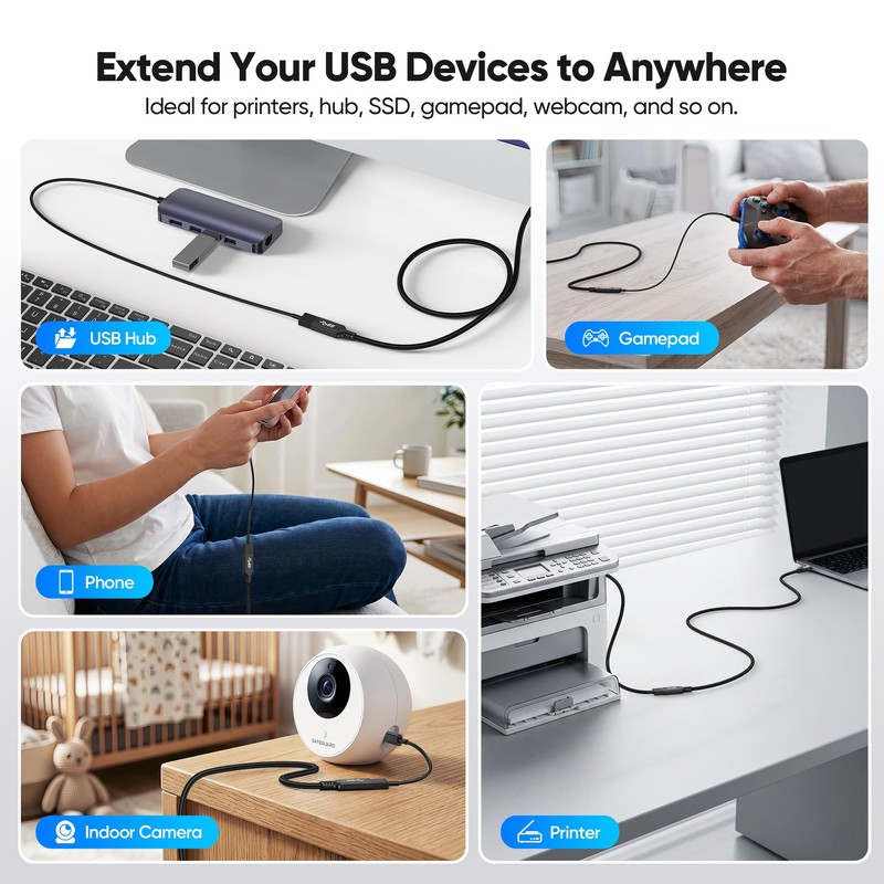 USB Extension Cable Long 20 FT, USB 3.0 Extender Cable