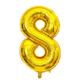 40 Inch Gold Number 8 Crown Balloons Set, 8th Birthday Balloons for Kids, Wedding Anniversar Celebration Decoration Balloons. (8)