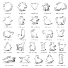 GWHOLE Cookie Cutters Stainless Steel Set of 26 Cookie Cutters Cookie Cutters for Confectionery Kitchen Animals Fruit Handmade
