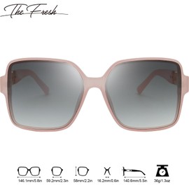 The Fresh Women's Oversized Square Jackie O Cat Eye Hybrid Butterfly Fashion Sunglasses - Exquisite Packaging (738906-Crystal Pink, Gradient Grey)