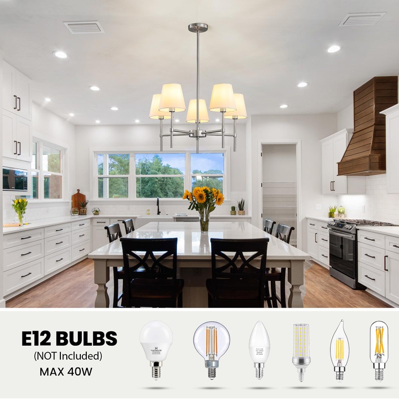 RUIYEY Dining Room Chandeliers Light - 5-Light Brushed Nickel Modern
