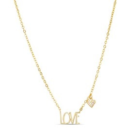 Rae Dunn Yellow Gold Plated Brass Love Station Necklace With A CZ Cubic Zirconia Heart Charm