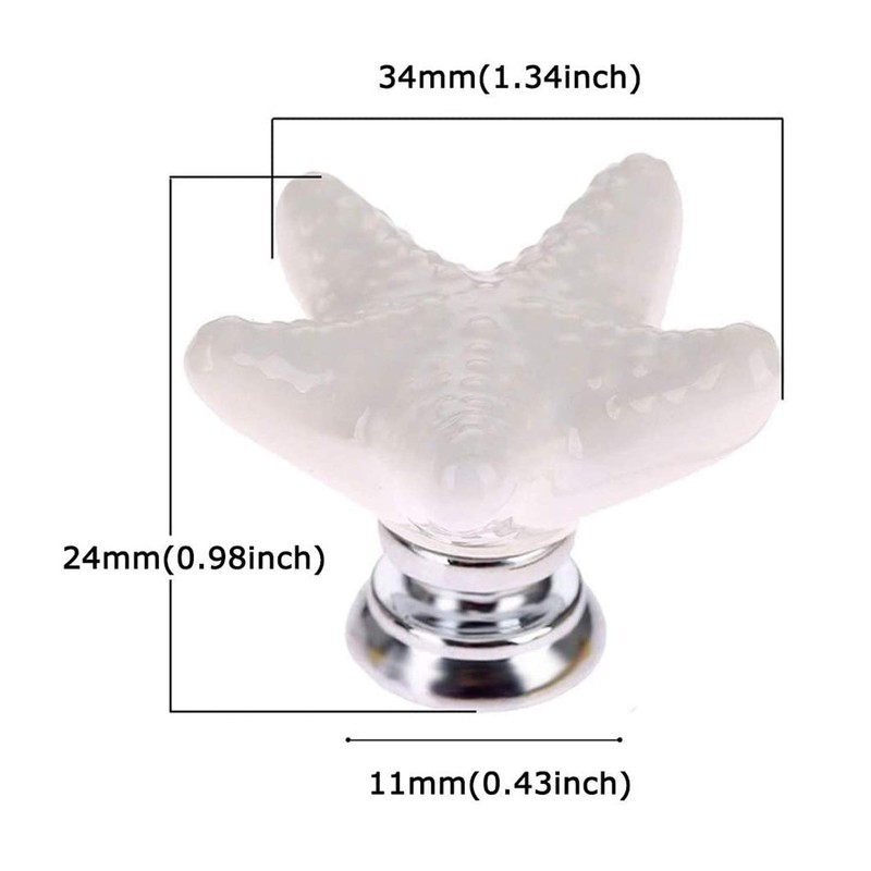ZILucky Starfish Ceramic Drawer Pulls Handles for Nursery Dresser Cupboard