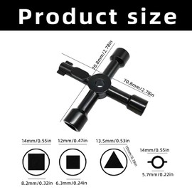 4-way control cabinet key, square key, 6/8 mm tap, 4-sided key triangle, triangular key for barrier posts, elevator key, universal key, square triangular for gas meter box