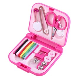 Caja Portátil de Plástico para Kits de Costura con Agujas Hilos Tijeras Botones para Reparación del Hogar Reparación o Viajes de Emergencia Costura (Rosado)