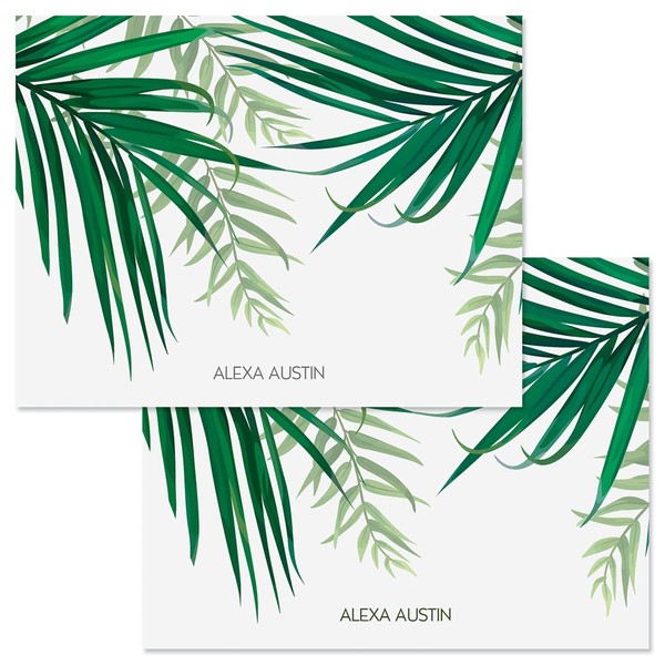 Monstera Palm Personalized Note Cards - 24 Cards with White