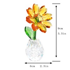 QF Crystal Sunflower Figurine Table Crystal Flower Collectible Ornament Home Decoration Souvenir Gifts (Sunflower)
