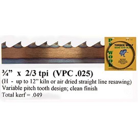 PS Wood Timber Wolf 99 3/4" x 3/4" x 2/3 tpi VPC Series Band Saw Blade for Craftsman 14" 22401 Professional