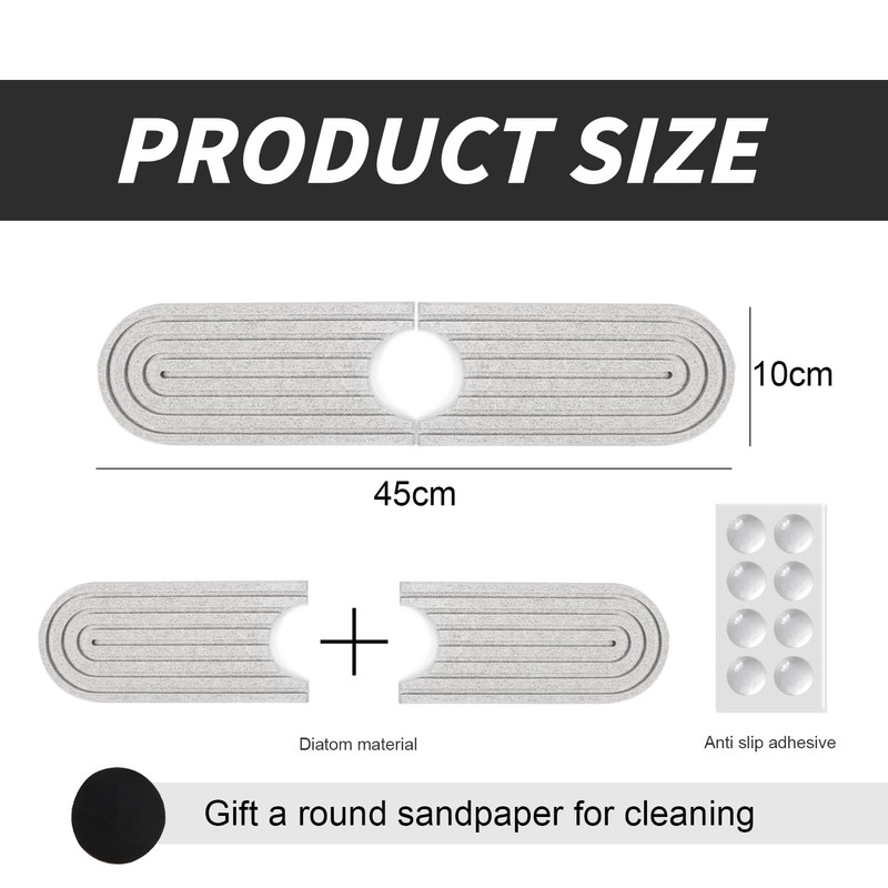 Tap Absorbent Mat, Dish Drying Mat Sink, Tap Sink Diatomaceous