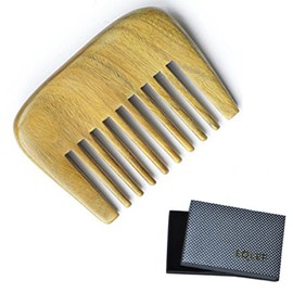EQLEF Premium Natural Green Sandelholz Wide Tooth Kamm nicht statisch Mini lockiges Haar Kamm Pocket Kamm