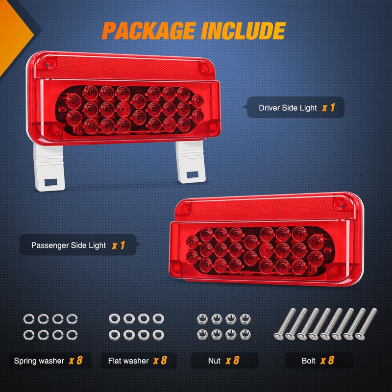Nilight RV Tail Light 2PCS 54 LED White License Plate
