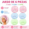 Janety Gorro de Baño Impermeable Reutilizable para Mujer, Set de