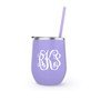 Lavender Stemless Wine Steel Tumbler with Scroll Monogram