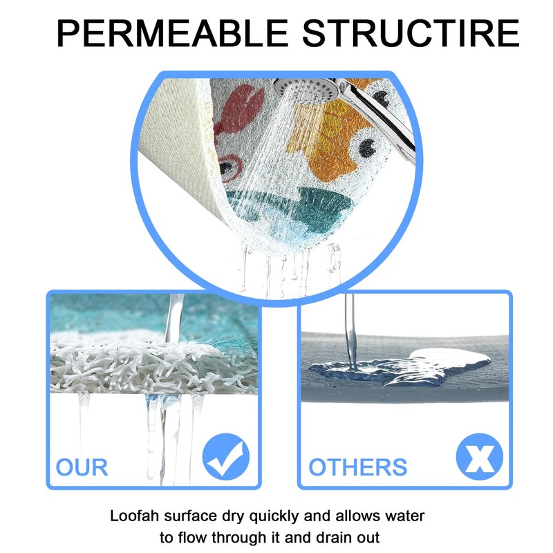 Non-Slip Shower Mats Square, Soft Comfort Textured PVC Loofah Bathroom