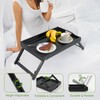 Adjustable Bamboo Bed Tray Table with Tablet & Phone Holder,Black