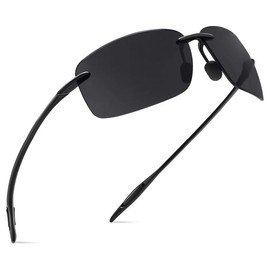 Ultralight Polarized Sports Sunglasses for Men Women Summer Outdoor Rimless Tr90 Shades for Fishing Baseball Driving Golf Everyday Use - Color: BLACK