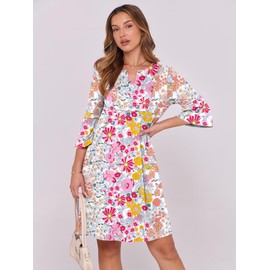 ANRABESS Women's Summer Casual Mini Dresses V Neck Ruffle Short Sleeve Shift Tunic Dress 2025 Beach Vacation Outfits Large