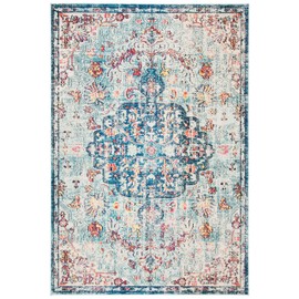 SAFAVIEH Madison Collection MAD447K Boho Chic Medallion Distressed Non-Shedding Living Room Bedroom Accent Rug, 2'2" x 4', Navy / Light Blue