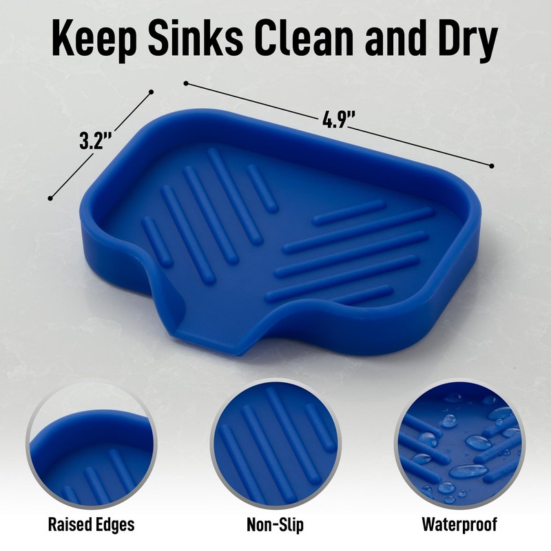 Zulay Kitchen Small Silicone Sponge Holder (4.9x3.3”) – Space-Saving Sink