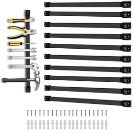 SDLDEER 18" Magnetic Tool Holder, 10 Packs Magnetic Storage Strips Magnet Bar PVC Coated for Garage Tool Organizer Mounted Hanging Strip,Heavy Duty of Holder Easy to Install