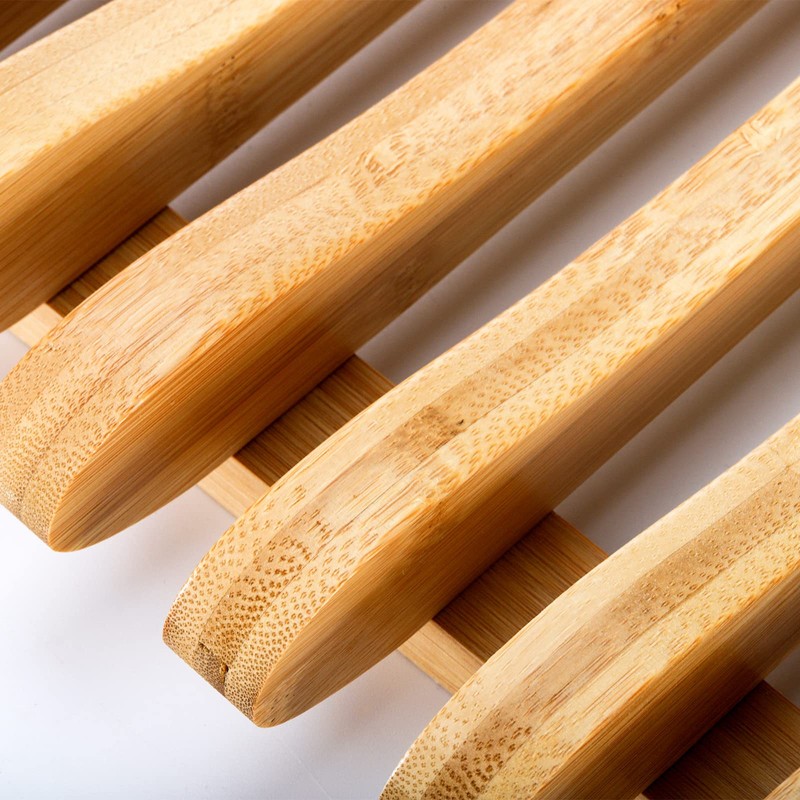 Frcctre Bamboo Dish Drying Rack, 10 Slots Bamboo Cabinet Plate
