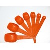 Tupperware Set 7 Burnt Orange Measuring Spoons with Ring