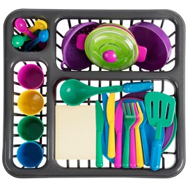 Play Dishes for Kids Kitchen - 27Pcs Smooth Surface & Colorful Outdoor Kids Kitchen Accessories, Realistic Details, Cute Design - Sturdy & Lightweight Plastic Play Pots and Pans, Toy Dishes & Utensils