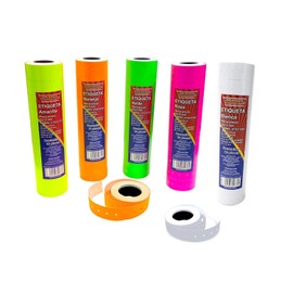 Etiqueta autoadherible 22x12mm, marca precio color basico y flourescente 5500 etiquetas (Naranaja)