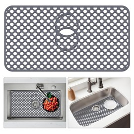 Flytime Silicone Sink Protectors for Kitchen Sink with Center/Rear Drain, 26"x 14" Kitchen Grid Accessory, Non-Slip Heat-Resistant Mat for Bottom of Farmhouse Porcelain Stainless Steel