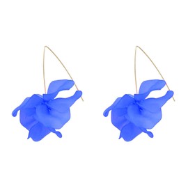 Boho Long Rose Petal Acrylic Dangle Drop Earrings for Women Bohemian Statement Layered Tiered Resin Flower Floral Tassel Charm Exaggerated Hoop Earrings for Valentine Birthday Holiday Wedding Bride Fashion Jewelry Gifts (Blue)