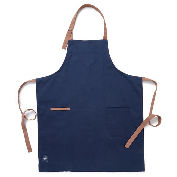 Encasa Homes Adjustable Kitchen Cotton Apron With Pockets & Towel Holder Of Size 68x85 cm (Scotch Blue + Tan Straps) for Men & Women Chefs For Cooking & Baking in Home, Restaurants & Barbeque