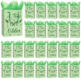 Yaomiao 24 Set a Tini Bit Older Martini Party Gift Bags with Handles Espresso Martini Party Favor Bags Treat Goodies Bags with 24 Pcs Tissue Papers for Martini Bachelorette Party(Green Style)