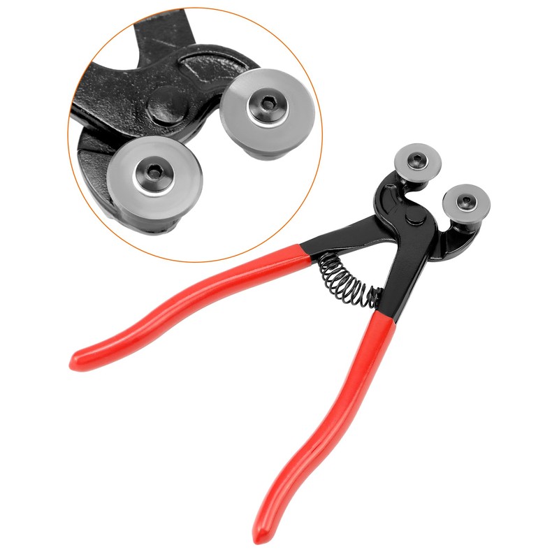 QWORK Heavy Duty Glass Tile Nippers - 8 Inch Wheeled